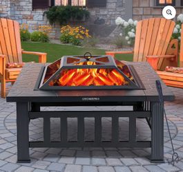 3-in-1 Outdoor Square Fire Pit & Grill with Ice Bucket - Excellent Condition