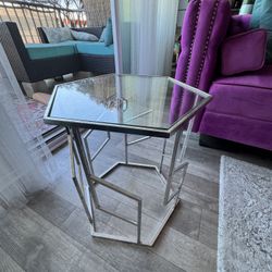 Glass Hexagon Side Table 