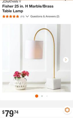 (There are 2 lamps) Fisher 25 in Marble /Brass Table Lamp