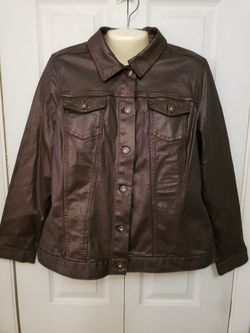 Bronze denim jacket Chico's 2 great condition med