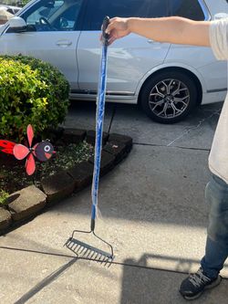 Garden Rake with Blue Handle