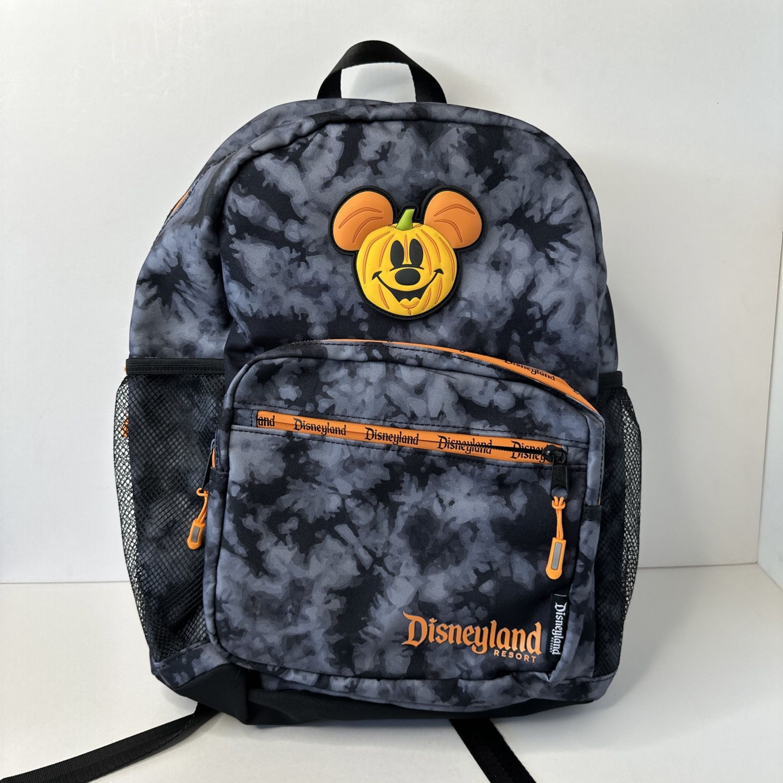 Disneyland Mickey Mouse Pumpkin Backpack Black Gray Tie Dye