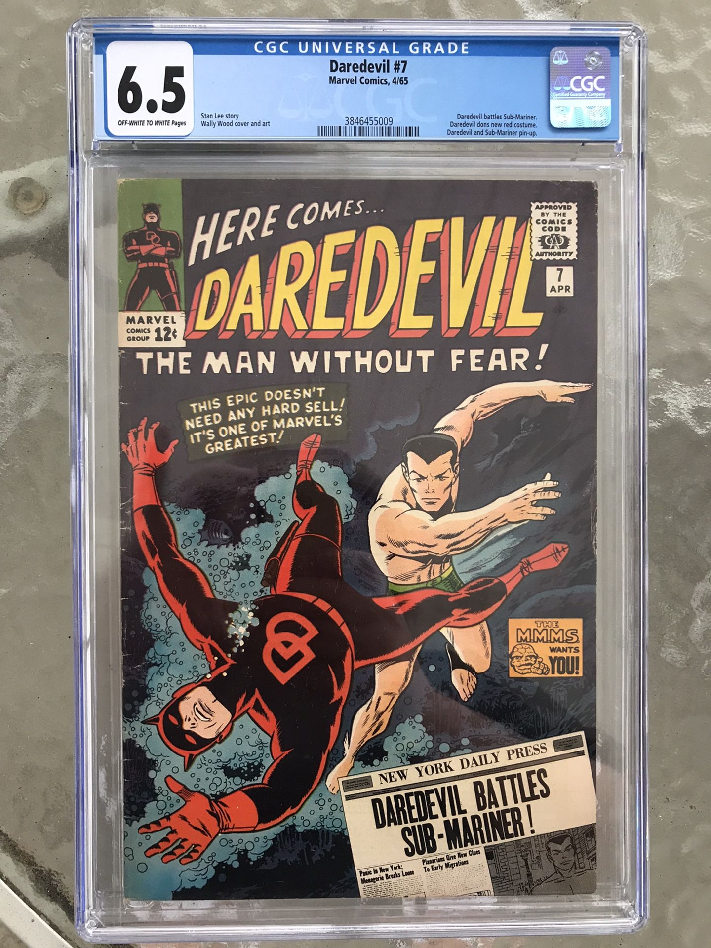 Daredevil #7 (1965) CGC 6.5 — O/w to White pages; 1st Classic Red Costume; Sunny