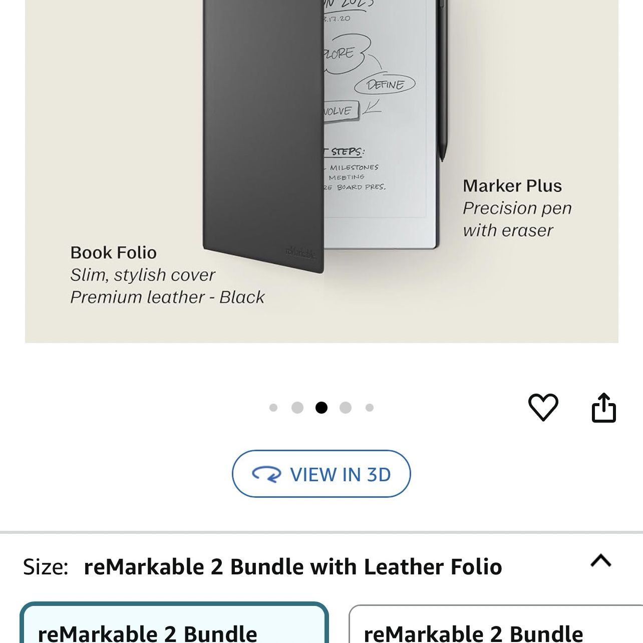 reMarkable Essentials Bundle – Black | reMarkable 2 Paper Tablet | Includes 10.3” reMarkable Tablet, Marker Plus Pen with Eraser, Book Folio Cover in 