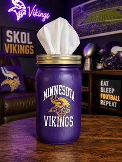 Minnesota Vikings Mason Jar Tissue Holder Football Decor