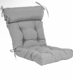 Gray Tufted High-Back Outdoor Chair Cushion