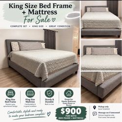 King Size Bed Frame and Mattress Set