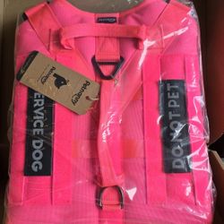 PETNANNY Tactical Service Dog Vest - No-Pull Emotional Support Harness with Hook & Loop Patches & Molle System for Training & Hunting (Pink, Large)