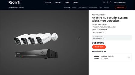 Reolink RLK8-800B4 4K PoE Security Camera System – New in Box