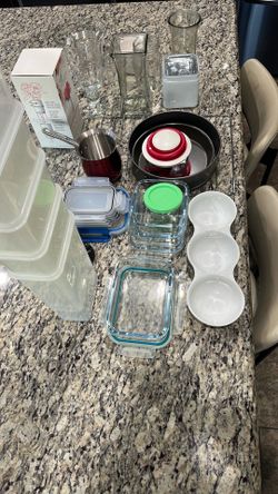 Assorted Kitchen Storage/Glass Vases