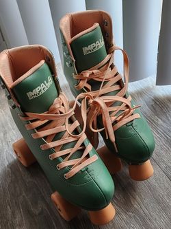 Impala Rollerskates Green and Peach Quad Skates