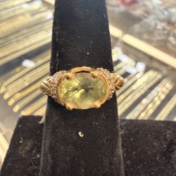 18KT Gold Ring W/ Green Stone 42589-1