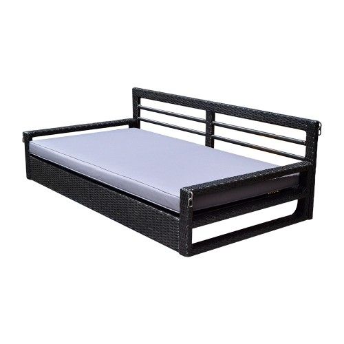 S19 Black 78'' Patio Porch Swing Daybed Chair Resin Wicker Tree Ceiling Hanger Hanging W/Chains