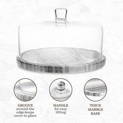 Galashield Marble Cake Stand with Dome - Cake Plate with Glass Dome Cake Cover ⭐NEW IN BOX⭐