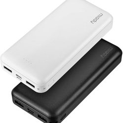 2-Pack Miady 20000mAh Portable Charger Power Bank, Dual USB Output and USB-C Input, Fast Charging Battery Pack Charger for iPhone X, Galaxy S9, Pixel 