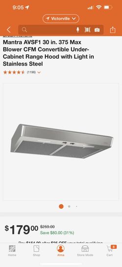 Blower CFM Convertible Under-Cabinet Range Hood with Light in Stainless Steel