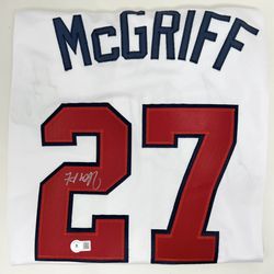 Beckett Certified Signed Fred McGriff Atlanta White Custom Baseball Jersey