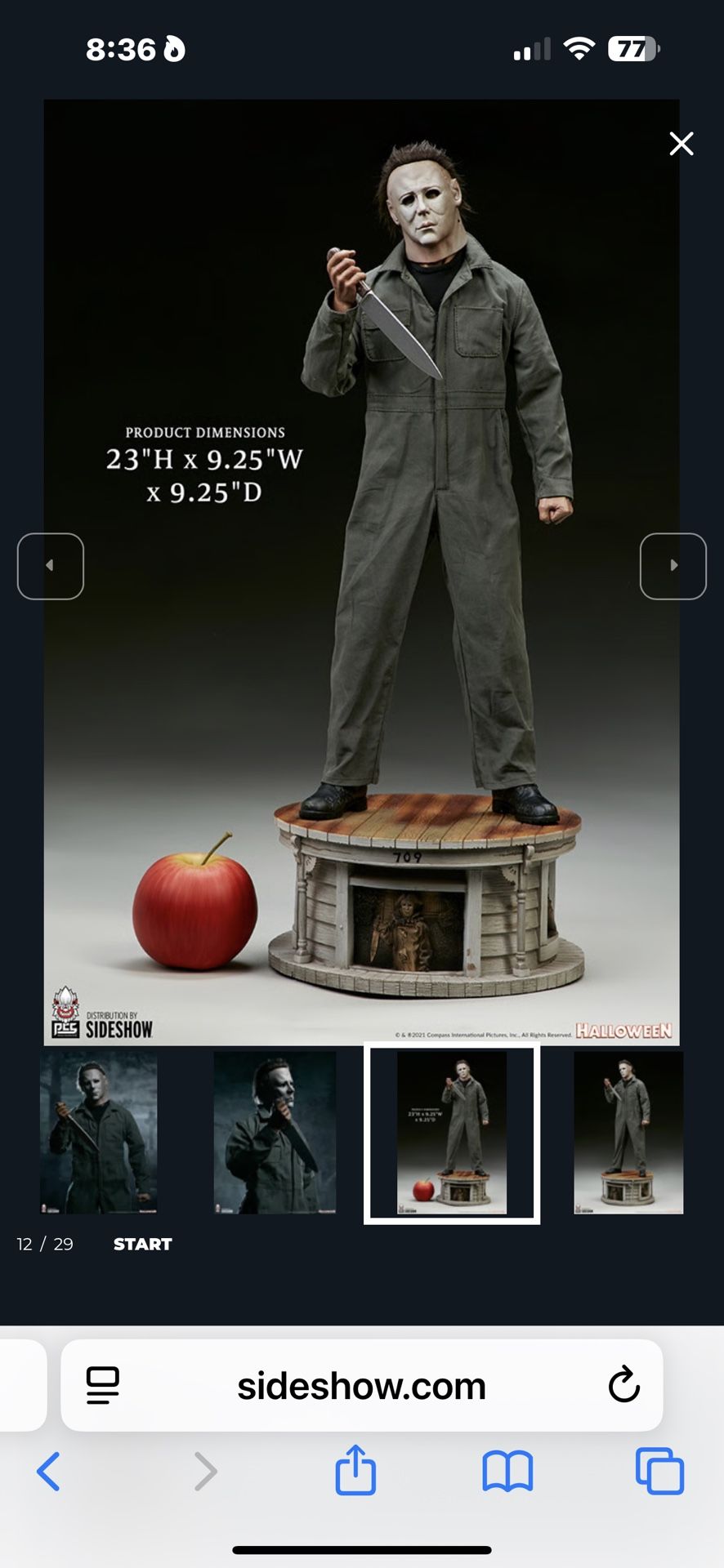 Michael Myers Statue With Light Up Pumpkin