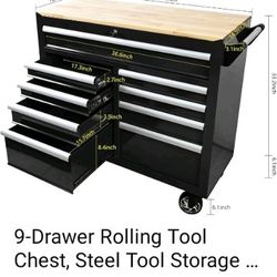 Used 9 Drawer Toolbox On Wheels 