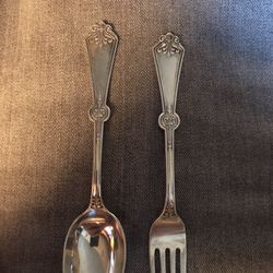 Antique Silver Spoon And Fork