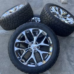 22” Factory Silverado Tahoe Suburban Wheels Rims Tires Rines Toyo All Terrain Tires Snowflake OEM