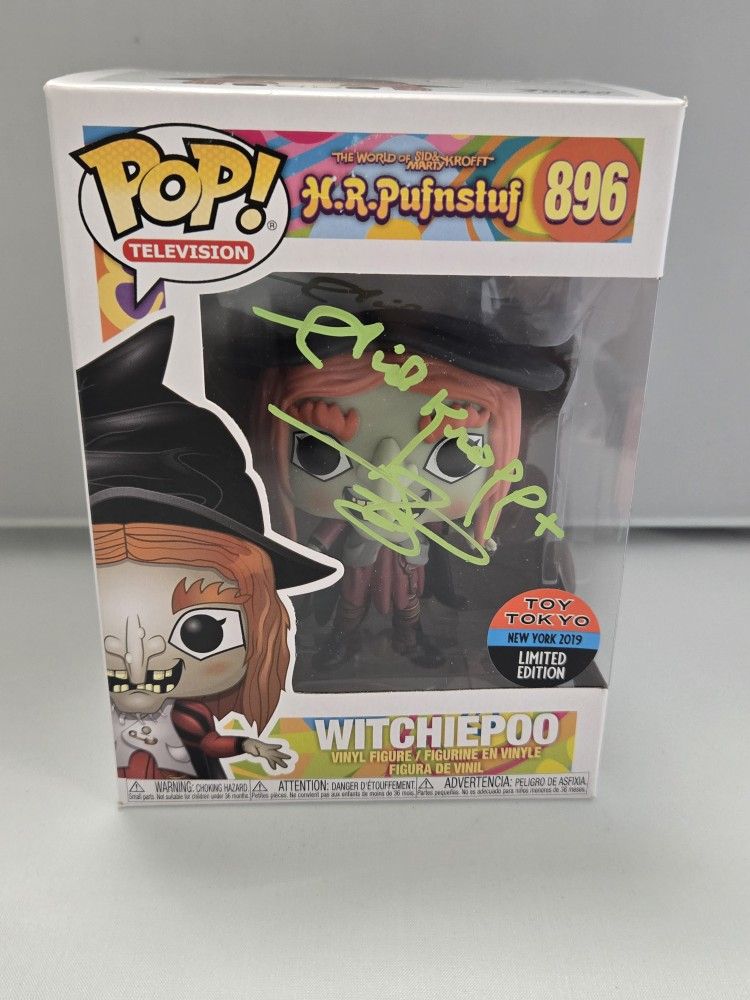 Side Krofft Signed H.R. Pufnstuf Witchiepoo Funko Pop JSA Authenticated