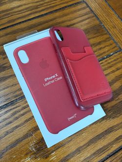 iPhone X red leather case