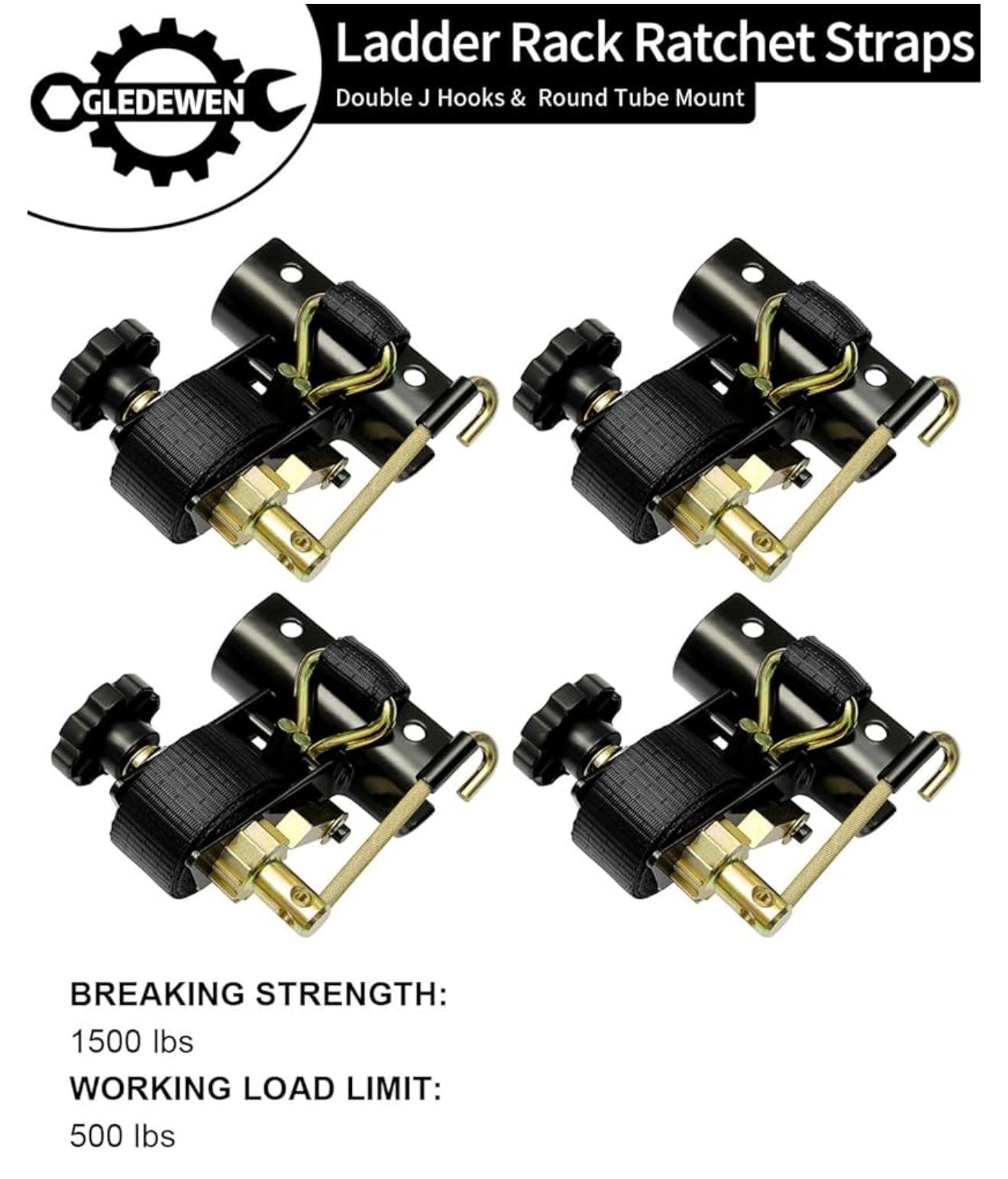 Ladder Rack Ratchet Straps with J-Hook (5 Pcs