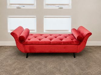 Red sofa with storage
