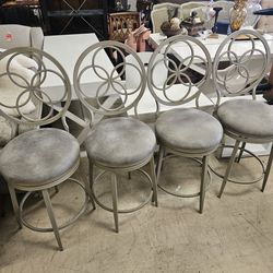 Set of 4 Donnelly Gray Swivel Barstools