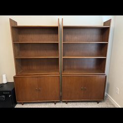 Solid Wood Book Shelves With Bottom Wood Cabinets ($50 Each)