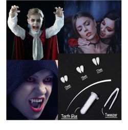 Halloween Vampire Teeth Fake Blood Makeup Kit, Special Effects SFX Makeup Set 3 Pairs Vampire Fangs