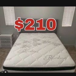 BRAND NEW “LUXURY EURO PILLOW TOP BAMBOO” MATTRESSES 💯 COLCHONES NUEVOS PILLOW TOP 💯  💥12 inches thick 💥   Queen $210❌ $270 With Box Spring 💥  FU