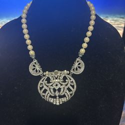 Crystal Beaded Statement  Carolee Necklace 