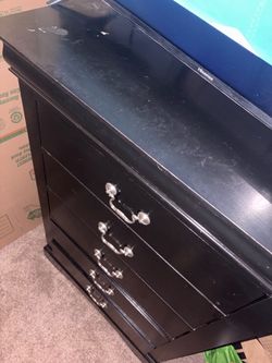Black Wood Dresser with Silver Hardware