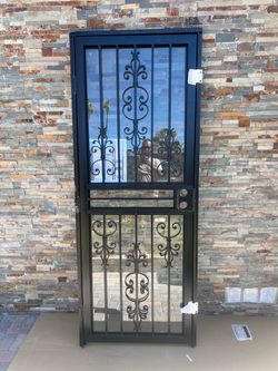 30”X80”409 Series Spanish Lace Steel Black Prehung Security Door
