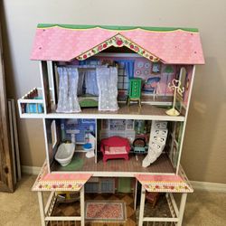 Beautiful KidKraft Wooden Dollhouse with Furniture – Large 3 Story Playhouse