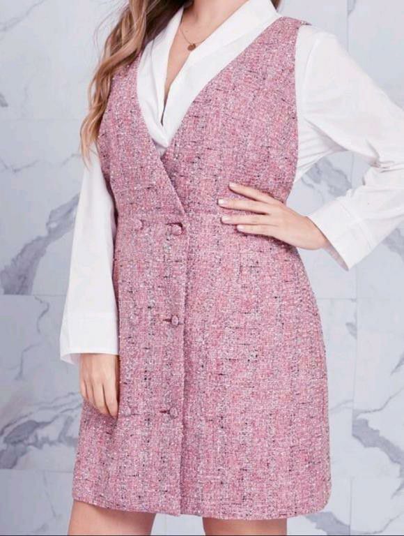 Pink Ztweed Overall Dress - L~XL