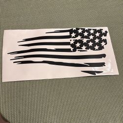 12x24 Matte Black American Flag Decal