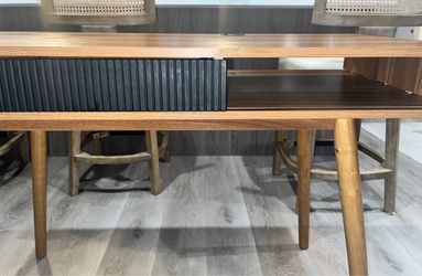Mid-Century Modern Wood Console Table with Drawer