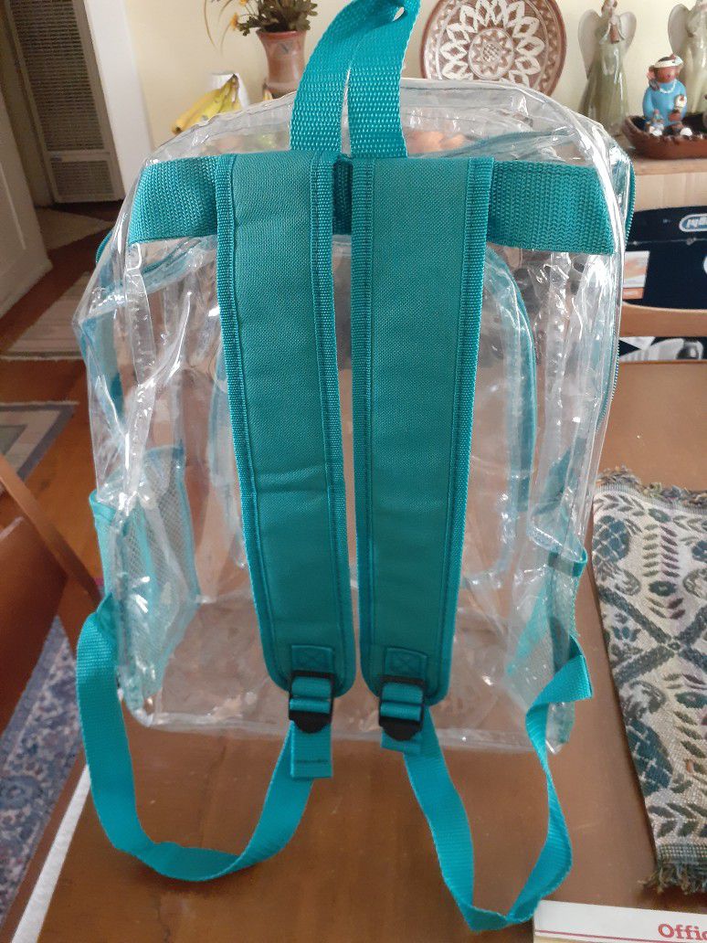 Clear Backpack Large Turquoise