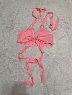 New 1x pink stretchy crop top shirt halter festival rave raver blouse outfit boho Bundle deals available please check out my other items and follow my