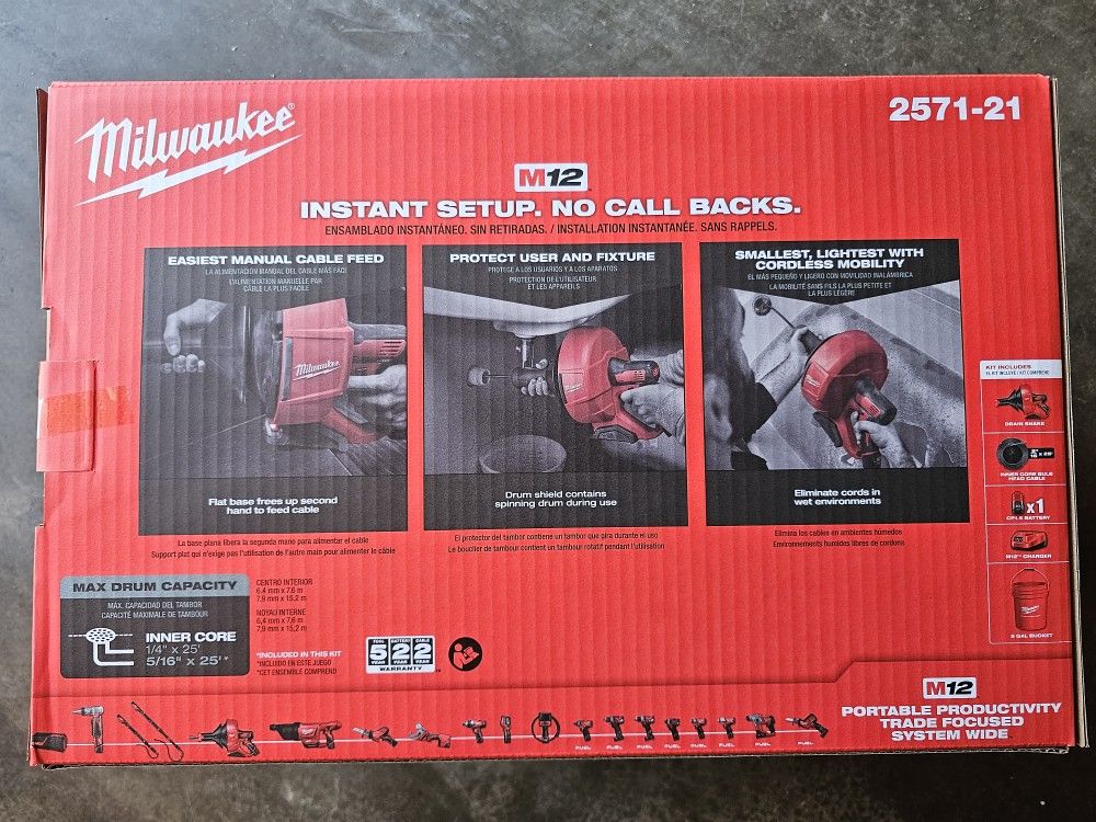 Milwaukee M12 Drain Snake Kit Brand New Never Oped 