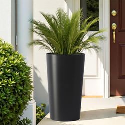 2 Pack Tall 21.7 in Planters for Outdoor Plants Modern Tall Square Planter Box Indoor Outdoor Porch Patio Flower Pot Modern Big Tapered Matte Tree Flo