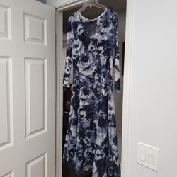 Ladies Blue Floral Dress