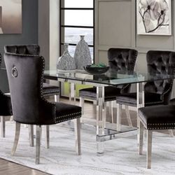 Brand New Glam Acrylic And Velvet Black Dining Set