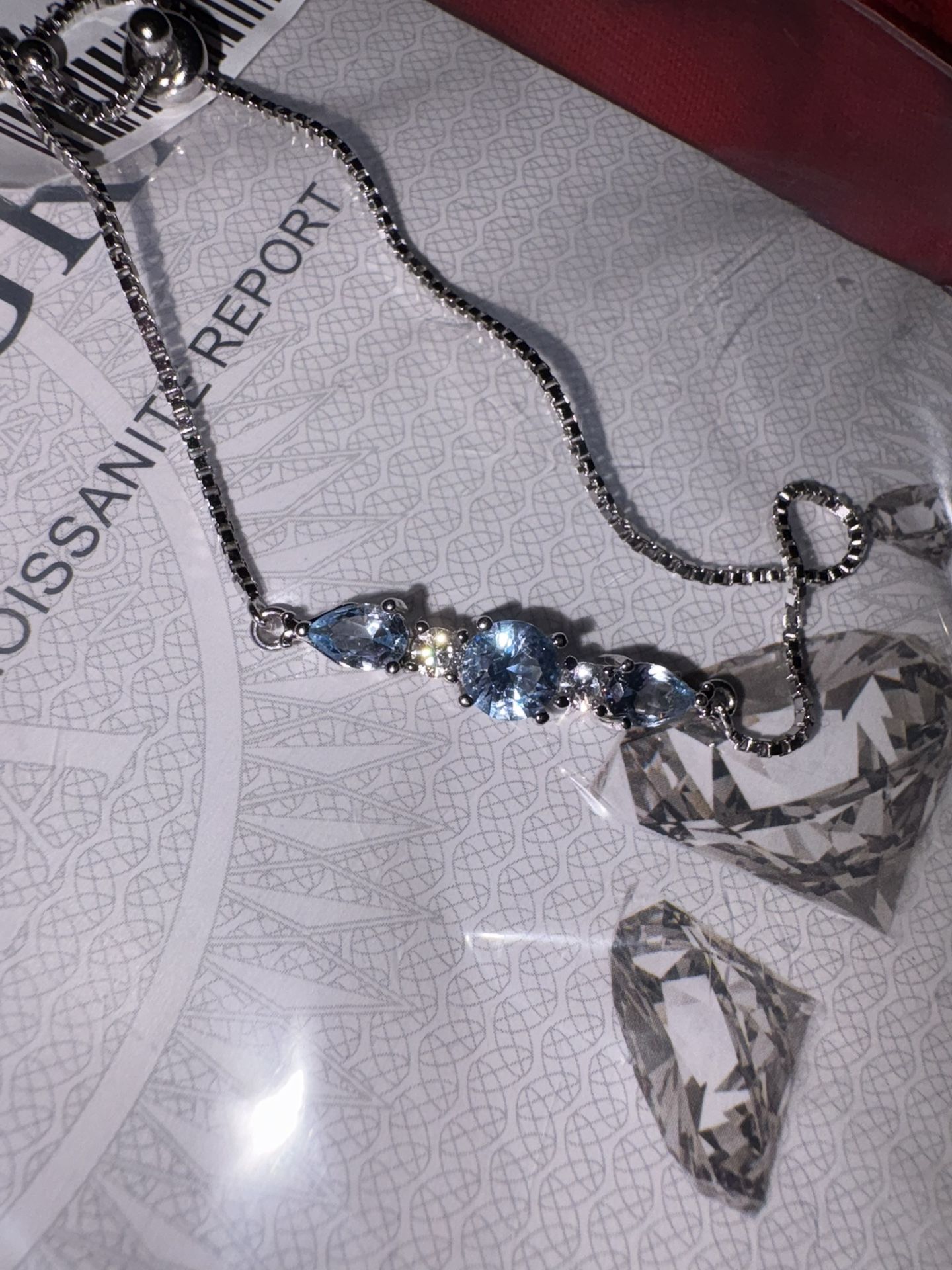 💎 Elegant CZ Silver & Blue Stone Bracelet – Sparkling & Stylish