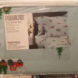 Peanuts Full Sheet Set Berkshire Blanket Co Full Flat Shet Fitted2 Pillow Cases Contractor Winter Dog Tractor Winter Design Teal Soft New