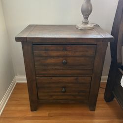2 Bedside Tables Dark Brown Wood