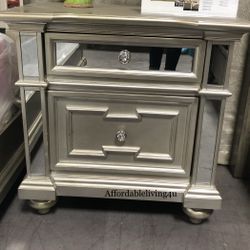 Silver Mirrored Nightstand Brand New In Box 